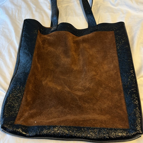 GUCCI Iconic brown suede and black leather large tote - Picture 7 of 7